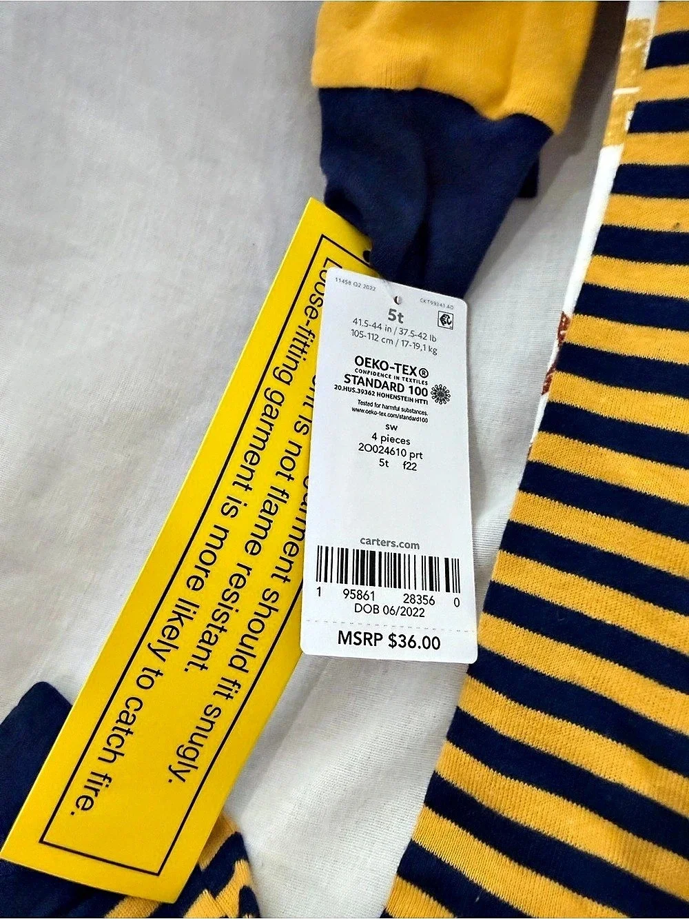 Carter's Boys Pajama Set Animal Print Yellow & Blue Size 5T NWT